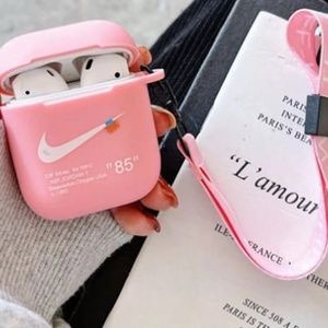 Nike Off-White AirPods Case With Lanyard(Pink)